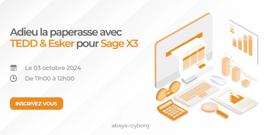 Visuel conférence web TEDD & Esker pour Sage X3